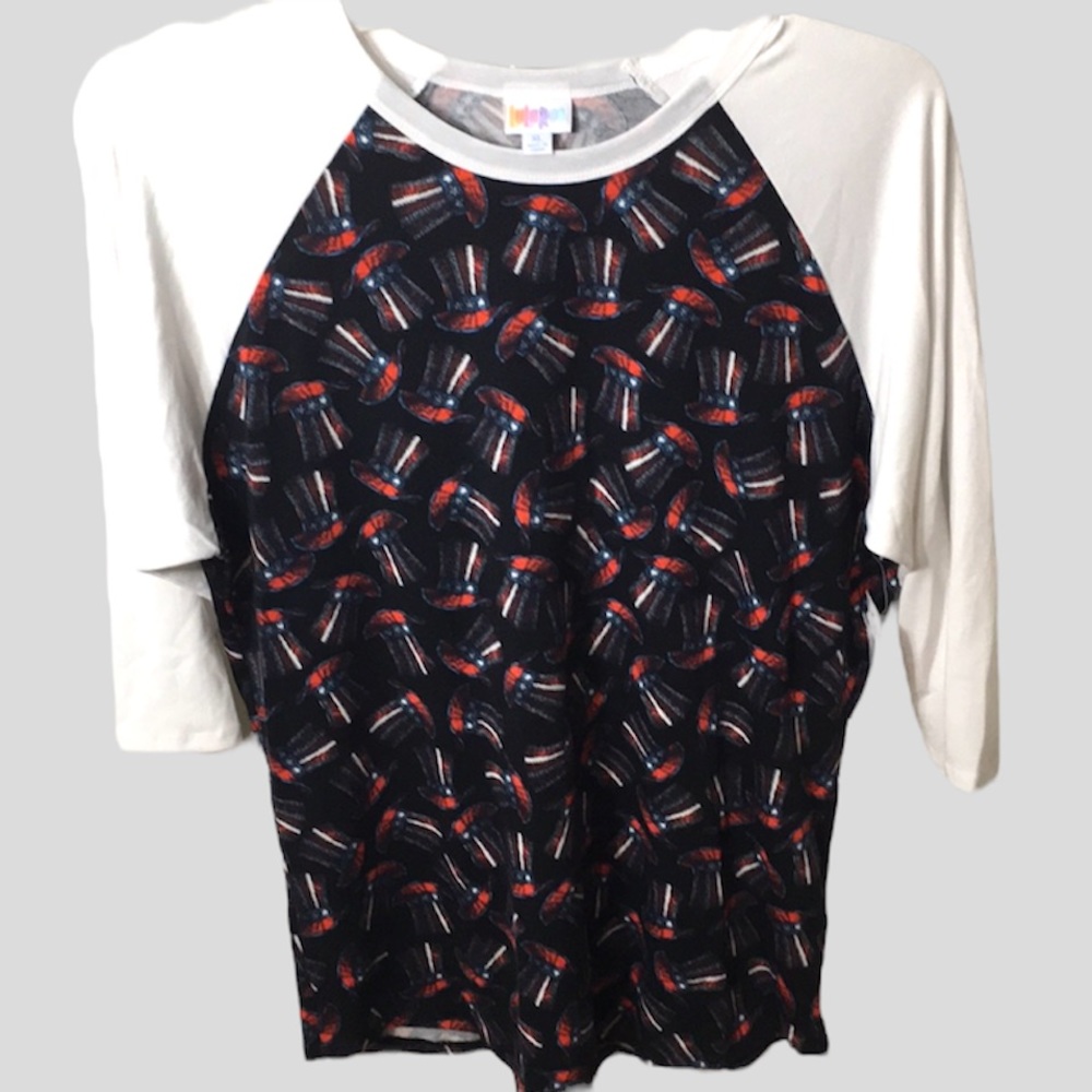 LuLaRoe Patriotic American USA Flag Tophat T-Shirt